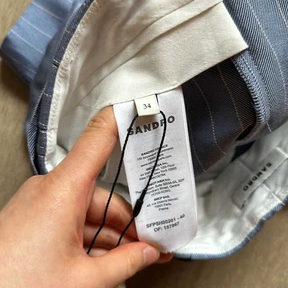 NWT Sandro blue/white shorts french size 34/us size 2 (xs)